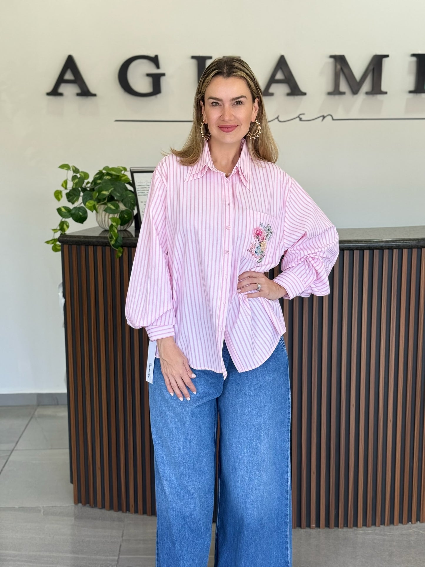 Blusa rayas rosa