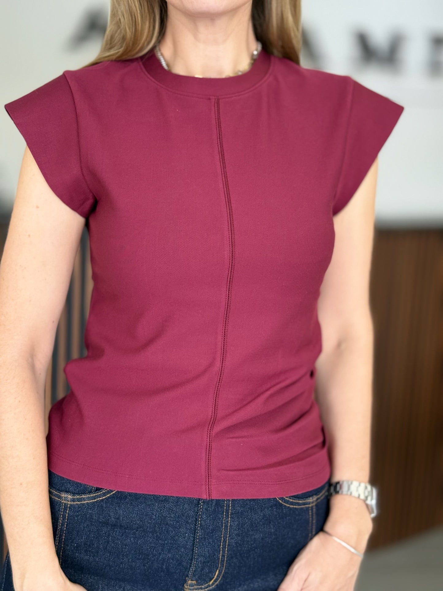 Blusa vino plizado