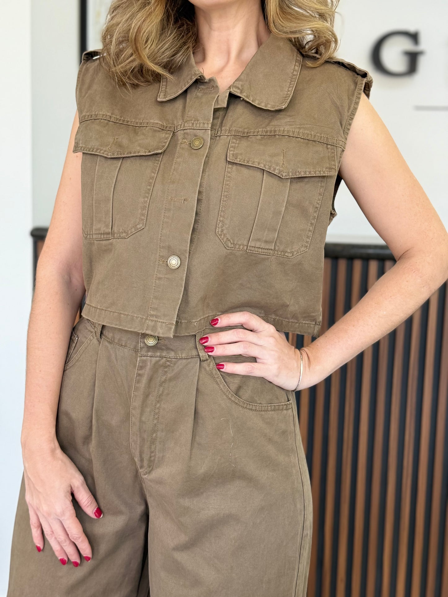 Set verde chaleco cargo