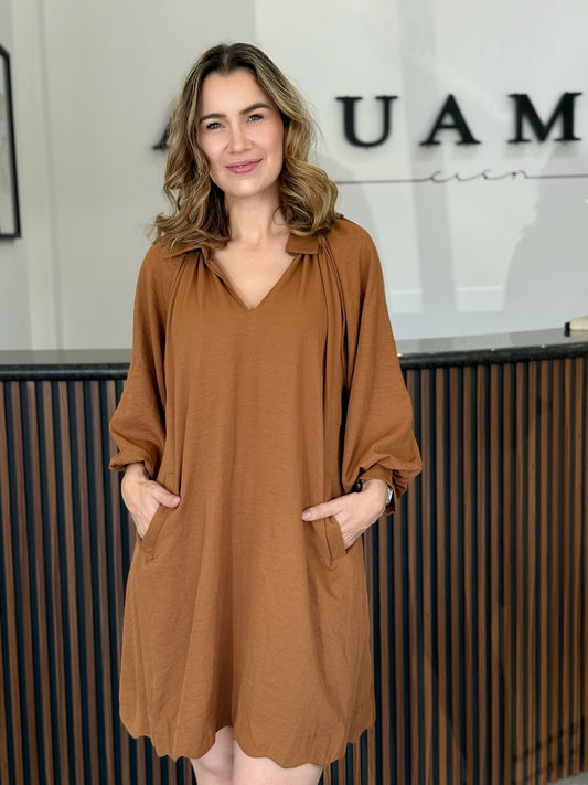 Vestido cafe globo 3/4