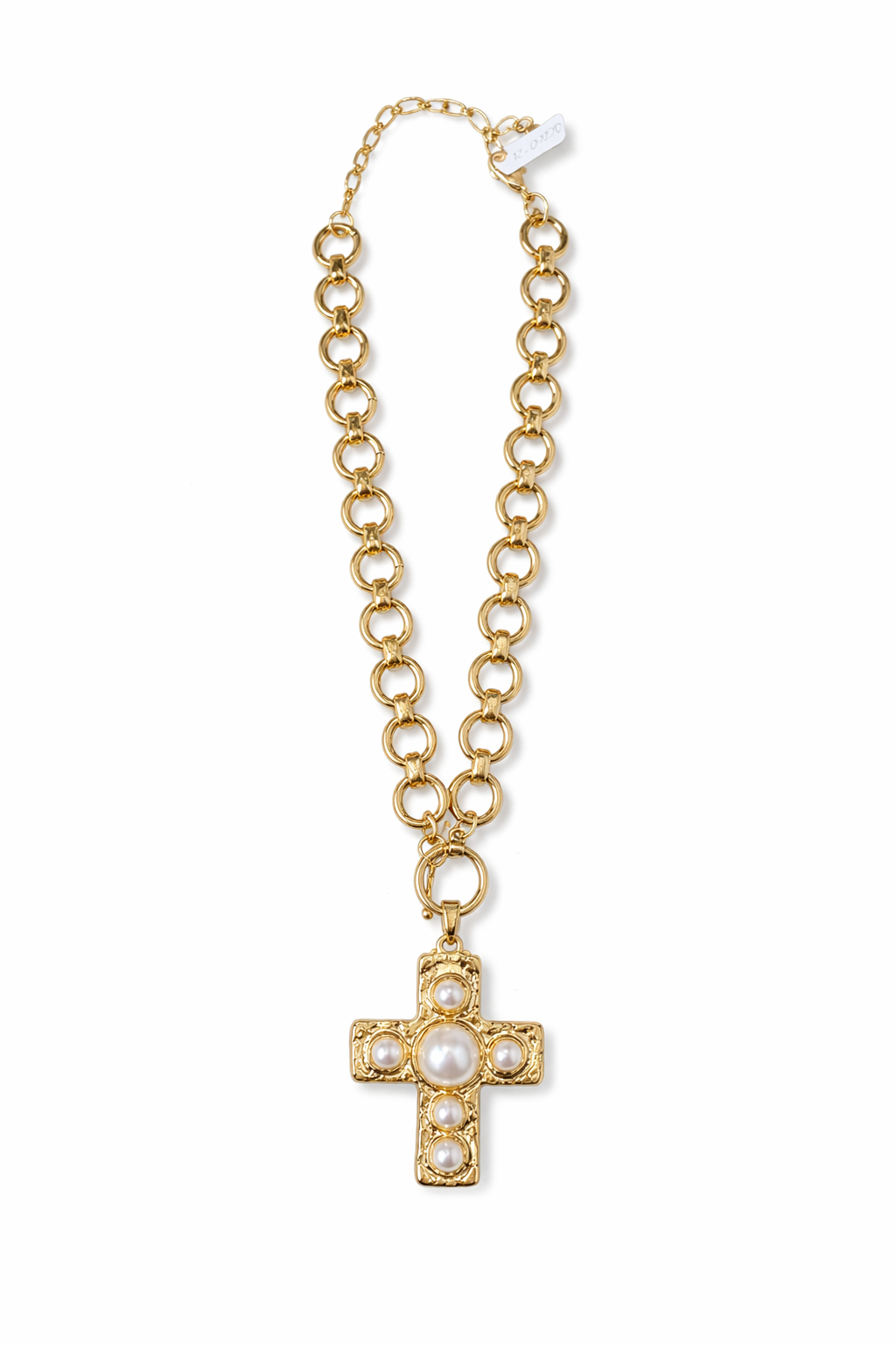 Collar Cruz Perlas Clásicas