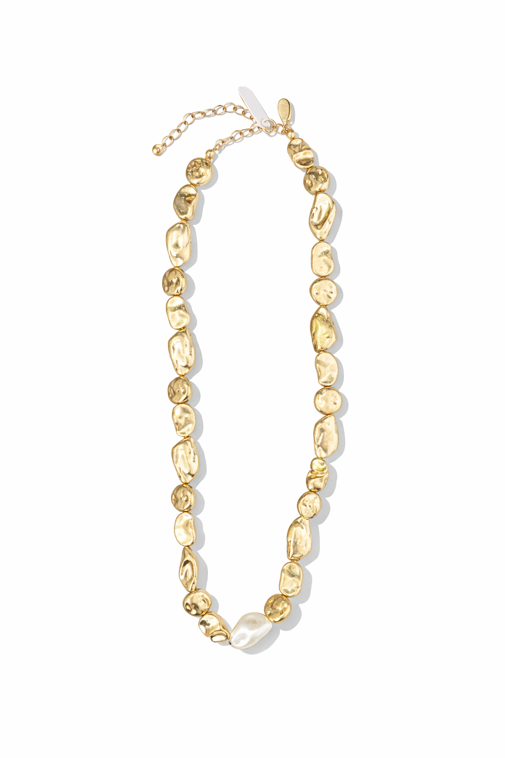Collar Piedras Orgánicas Dorado Perla