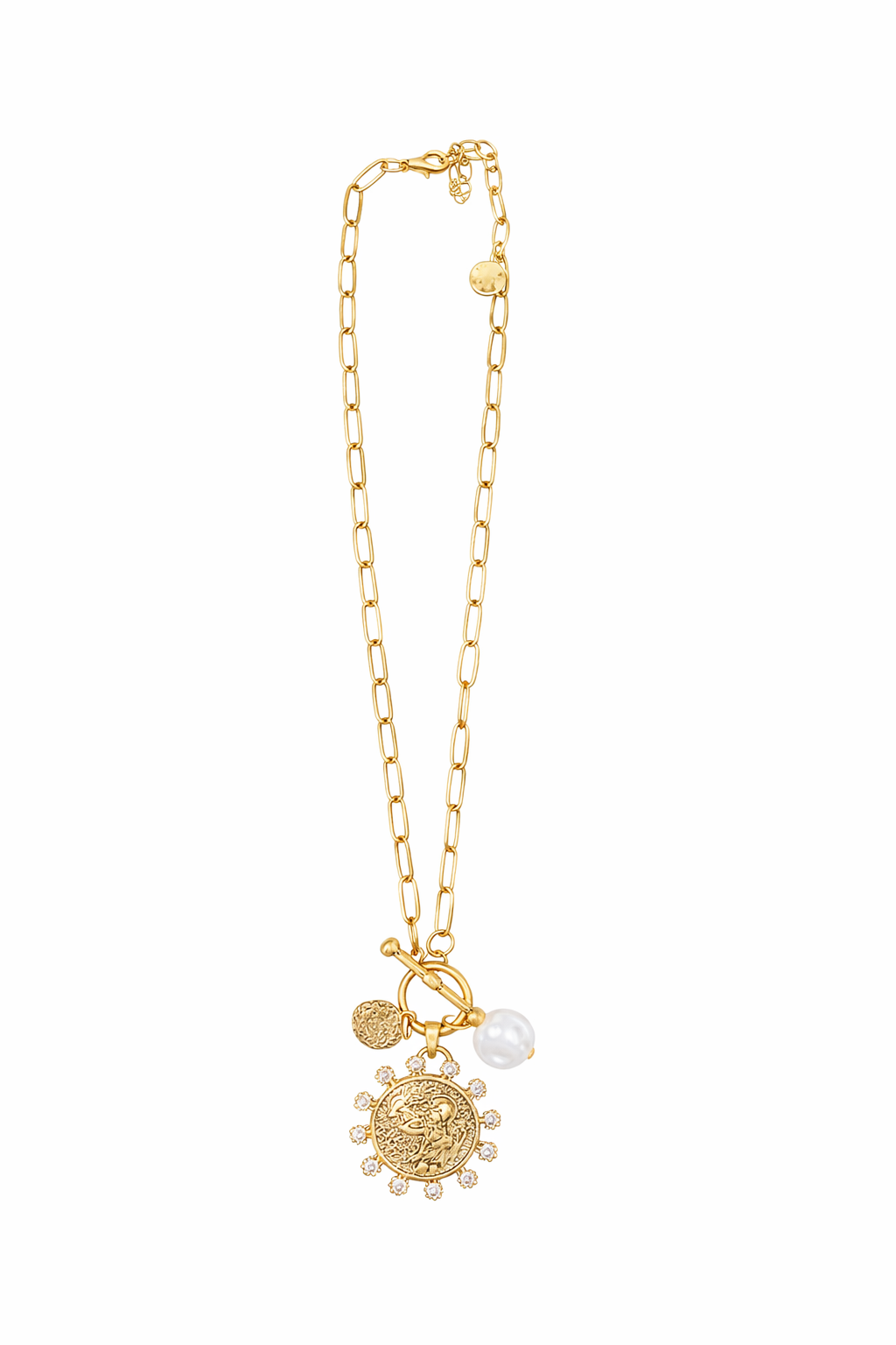 Collar Medallón Charms Dorados