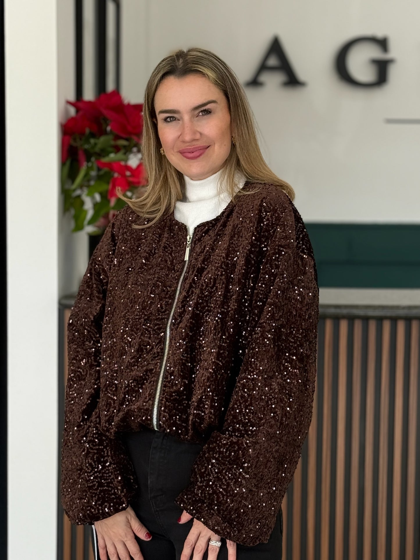 Chamarra Sparkle Bomber