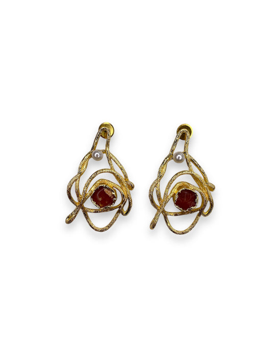 Aretes Abstractos con Piedra Natural – Arte en tu Estilo