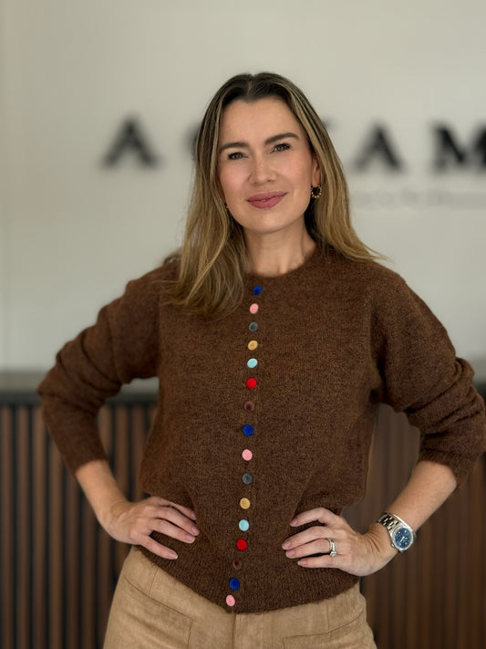Knit Cardigan Botones Multicolor