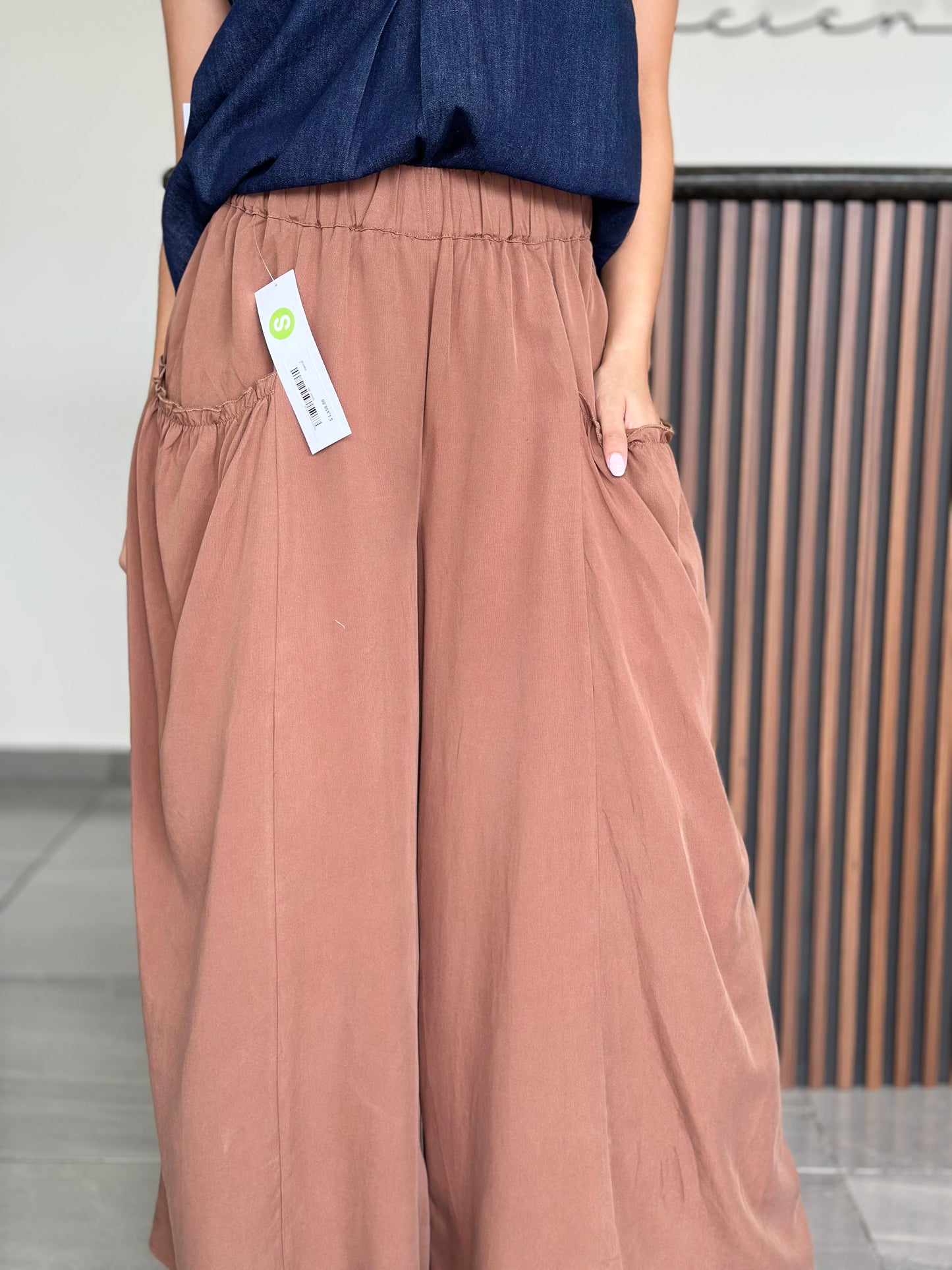 Pantalon wide leg brown