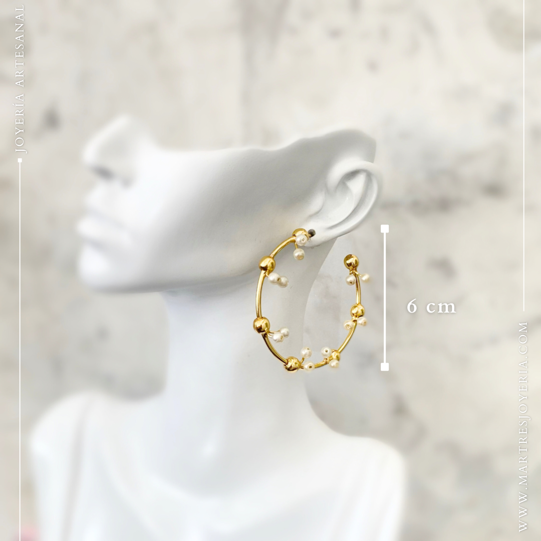 Aretes Pearl Hoops