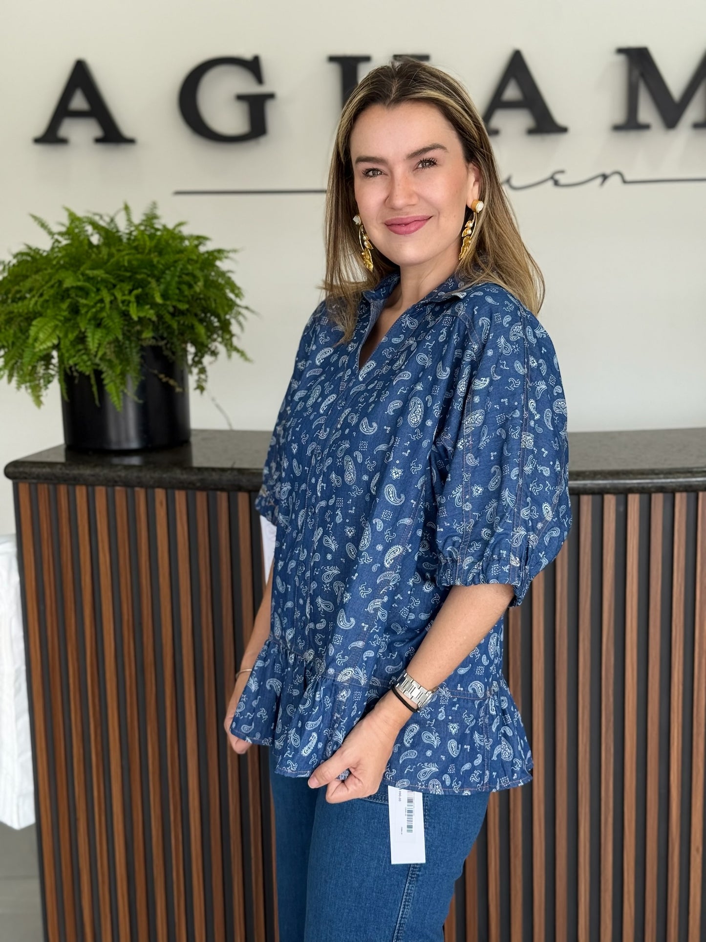 Blusa Denim Bloom