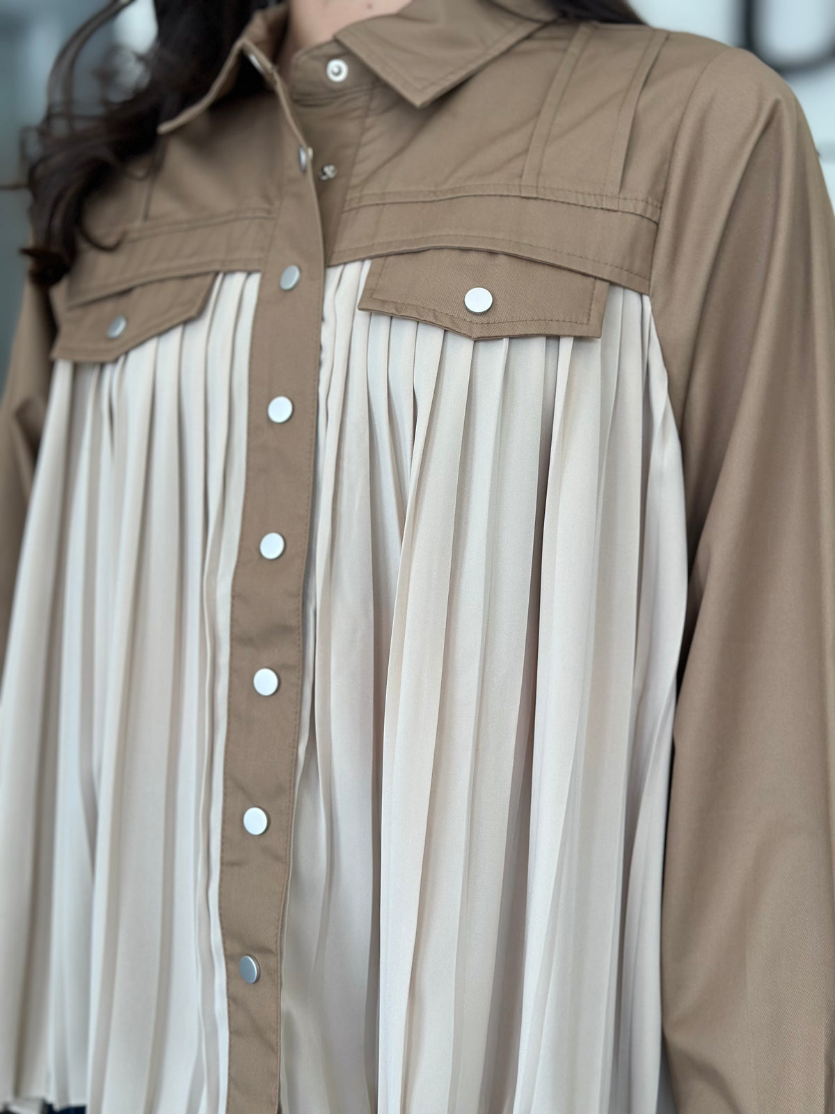 Button up shirt light brown beige