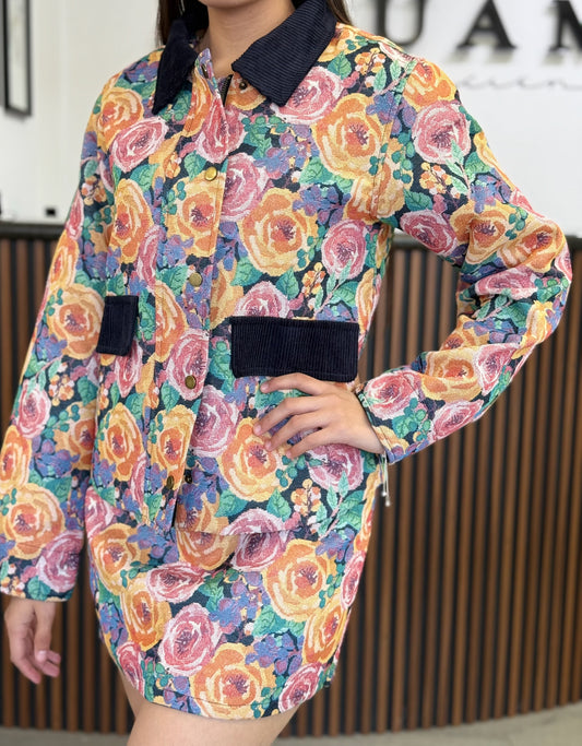 Set falda saco corto detalle flores