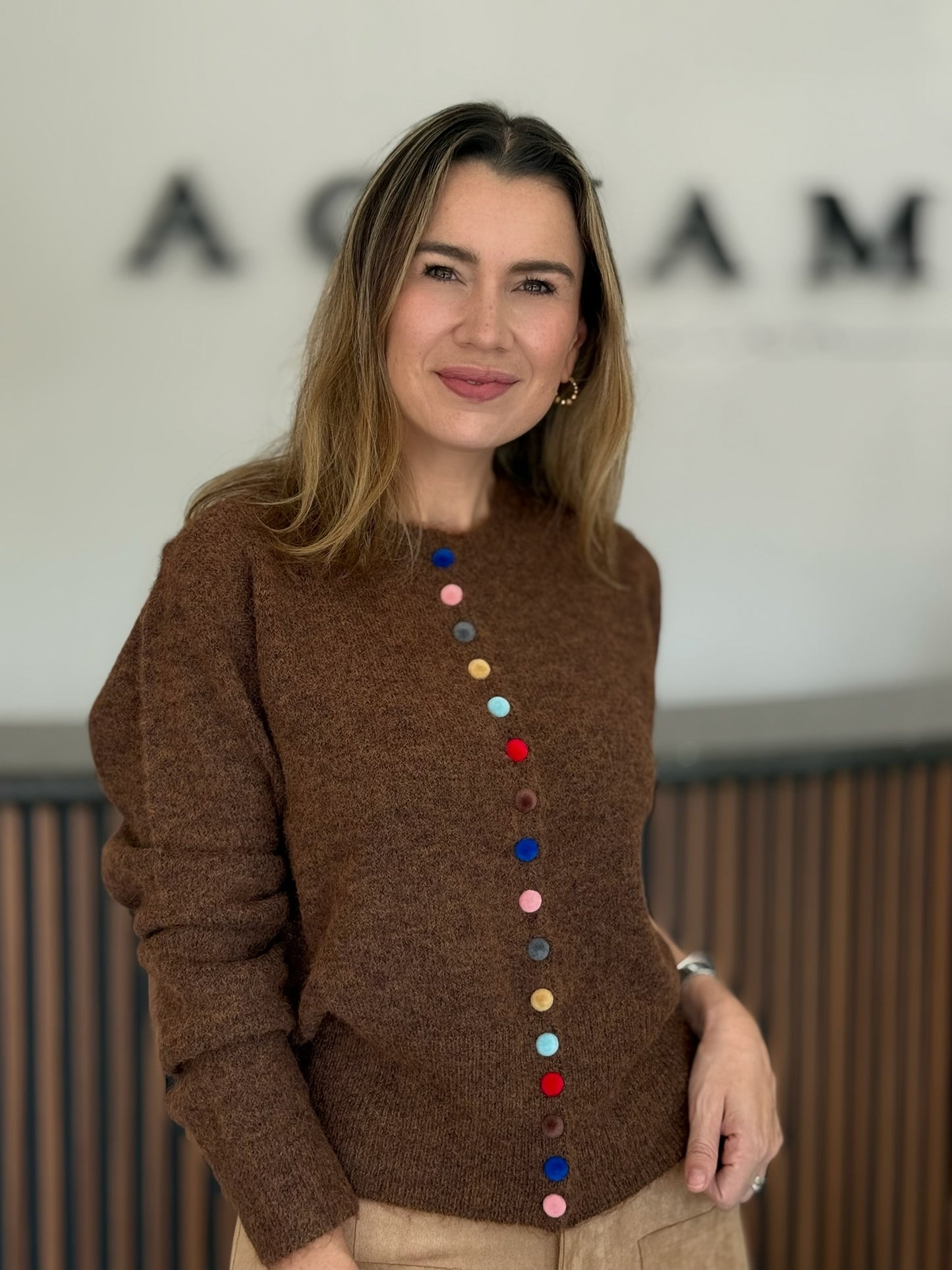 Knit Cardigan Botones Multicolor