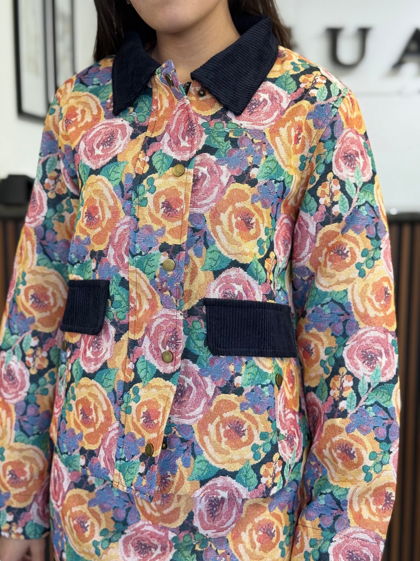 Set falda saco corto detalle flores
