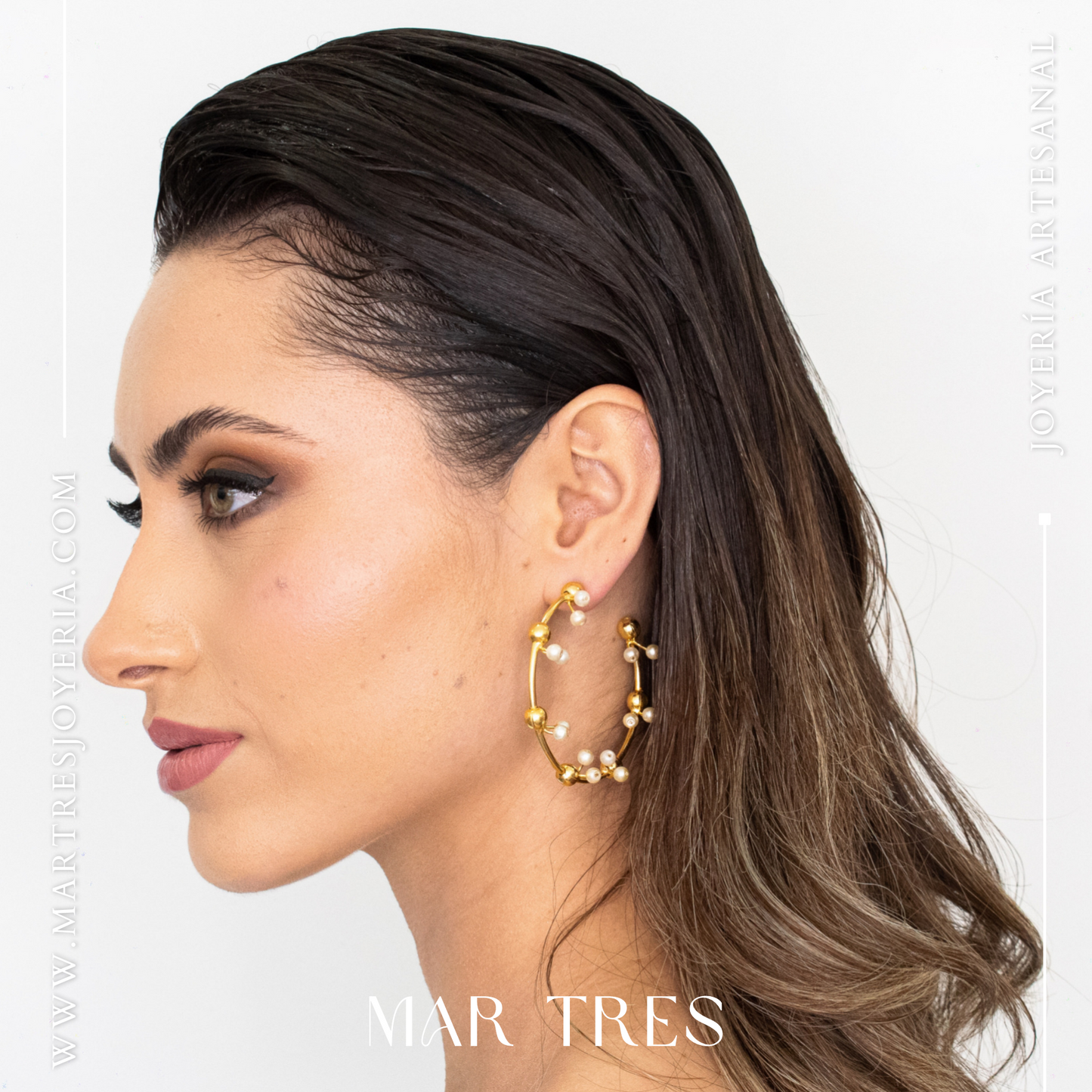 Aretes Pearl Hoops