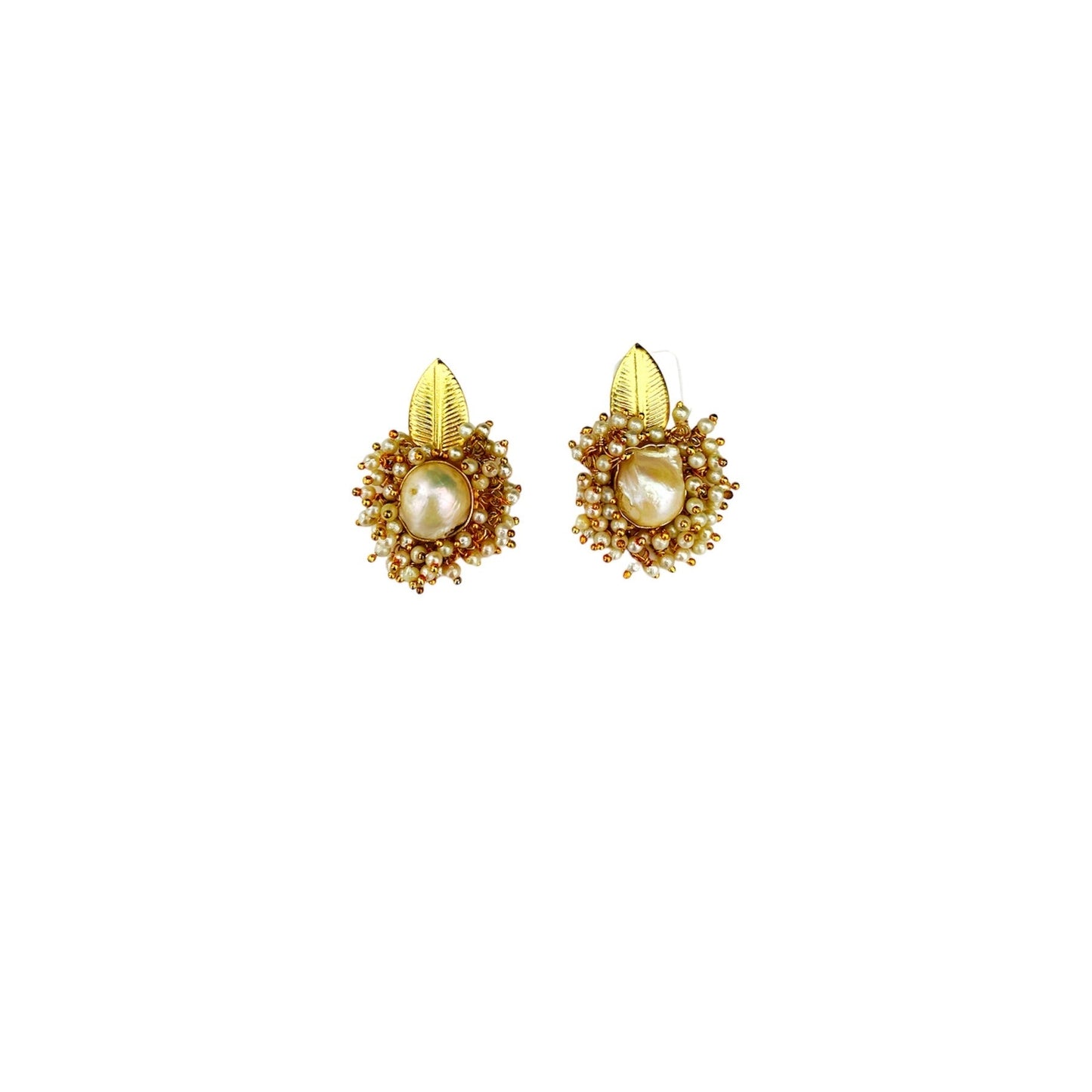 Aretes perla con hoja