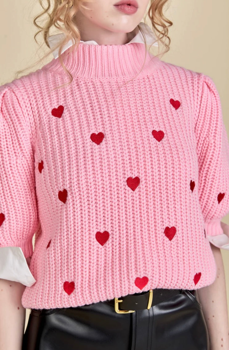 Top rosa detalle corazones
