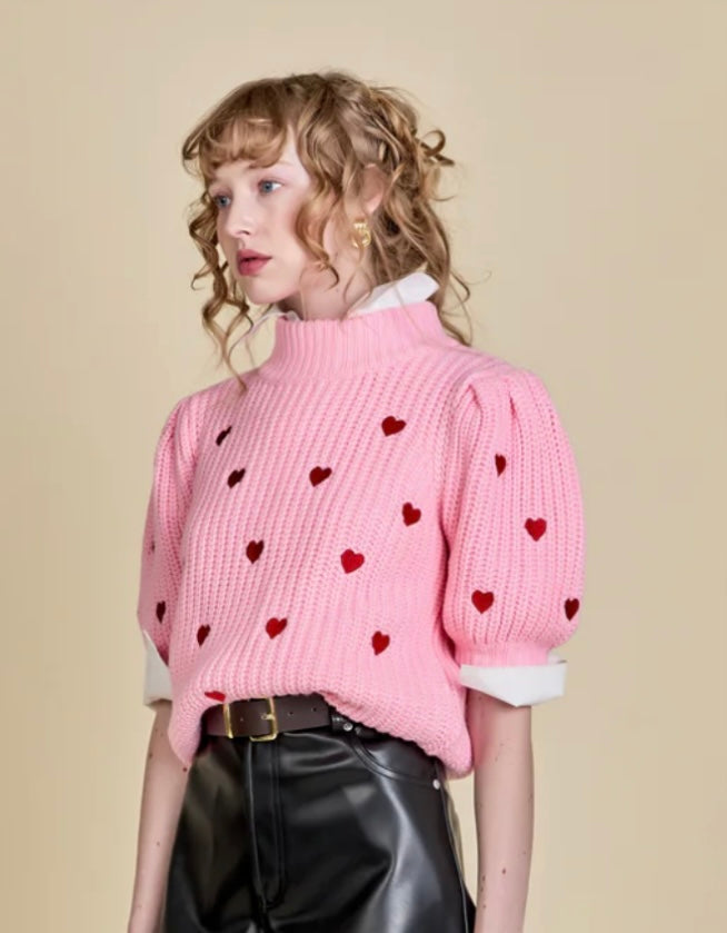 Top rosa detalle corazones