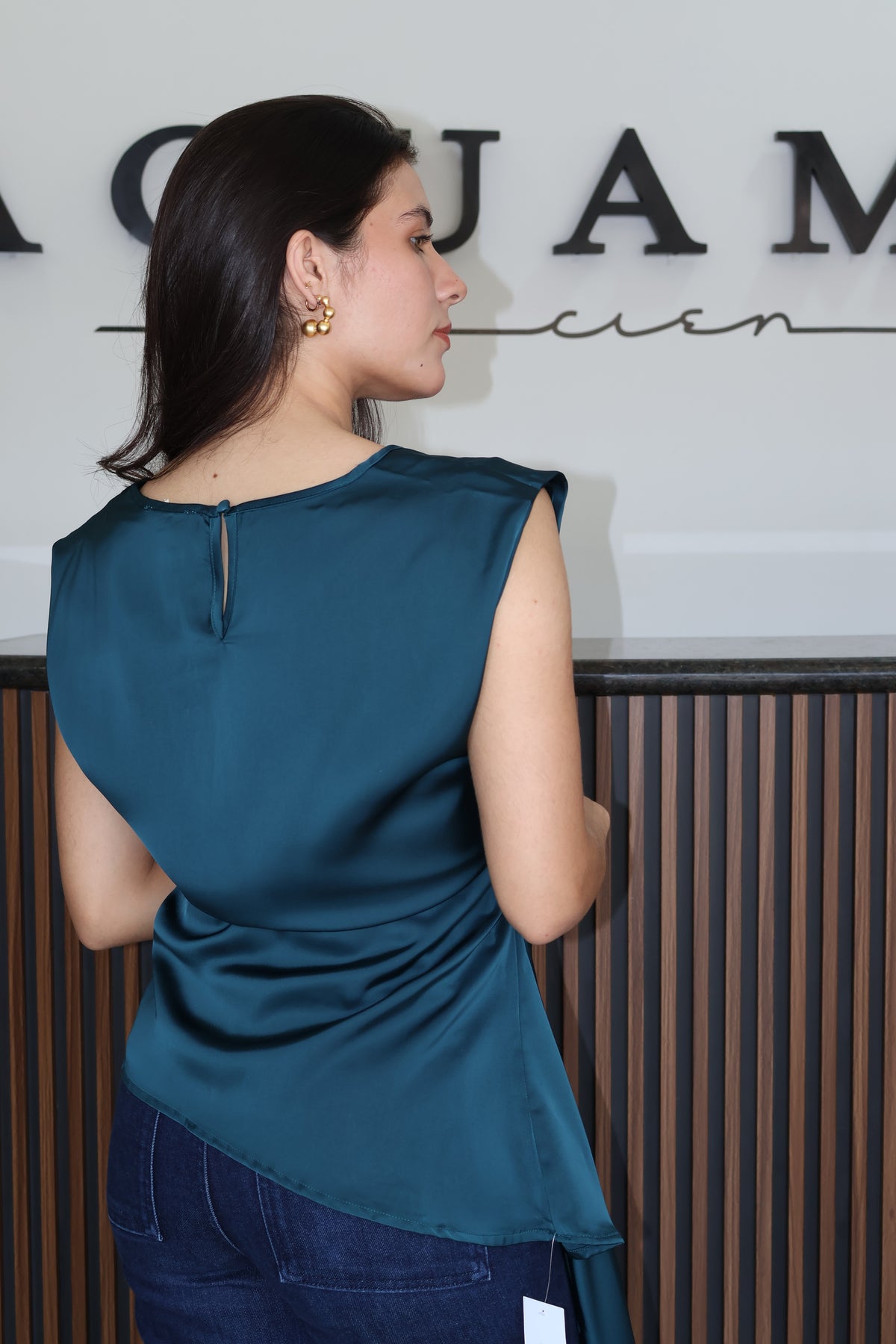 Blusa nudo satin teal