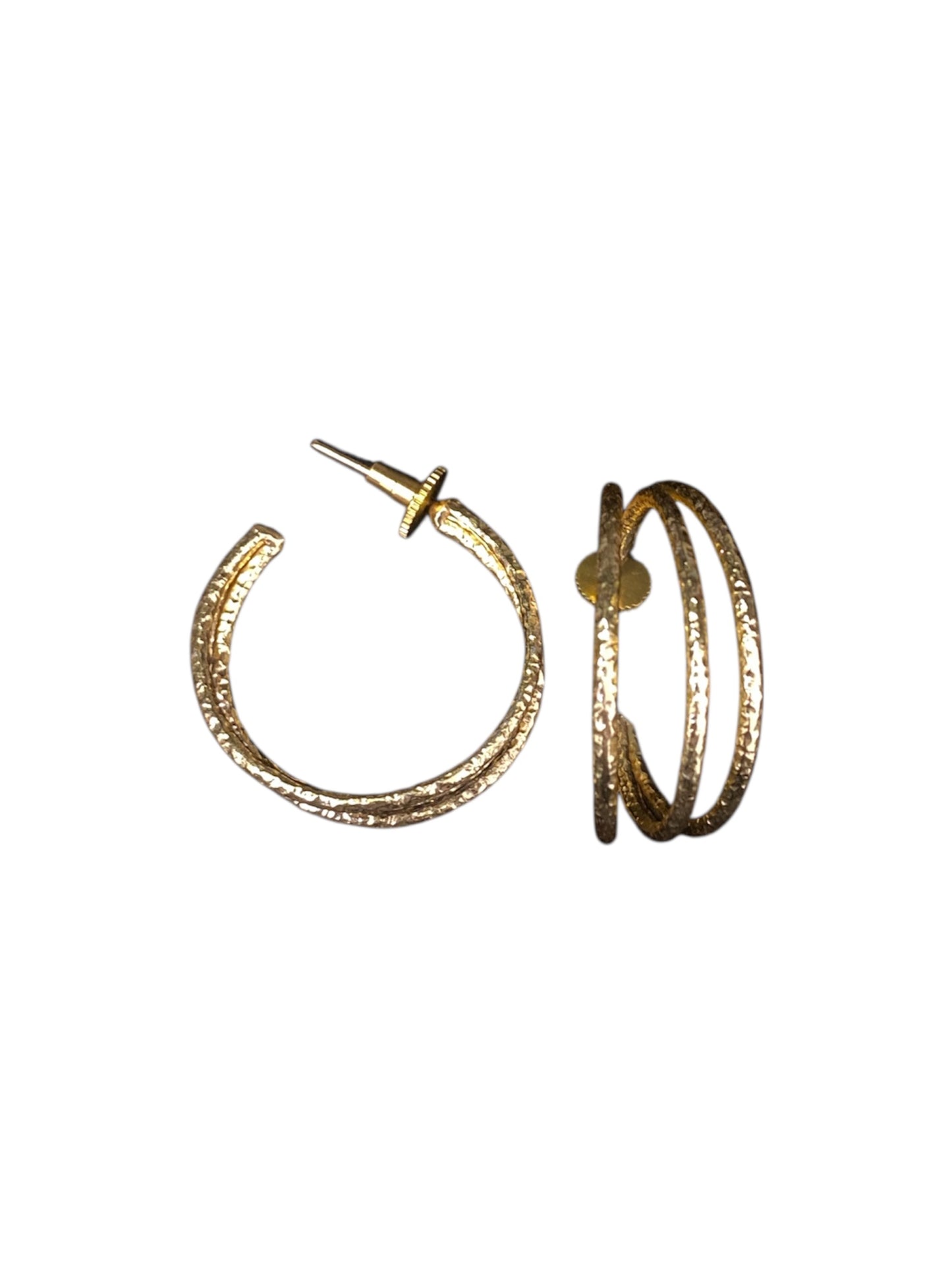 Aretes Aro Triple Martillado