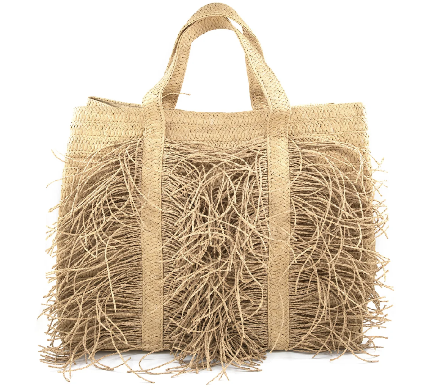 Bolsa de rafia con flecos