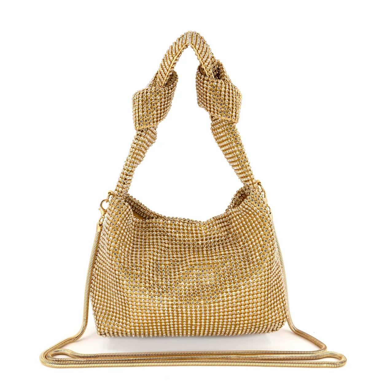 Bolsa dorada con cristales mini