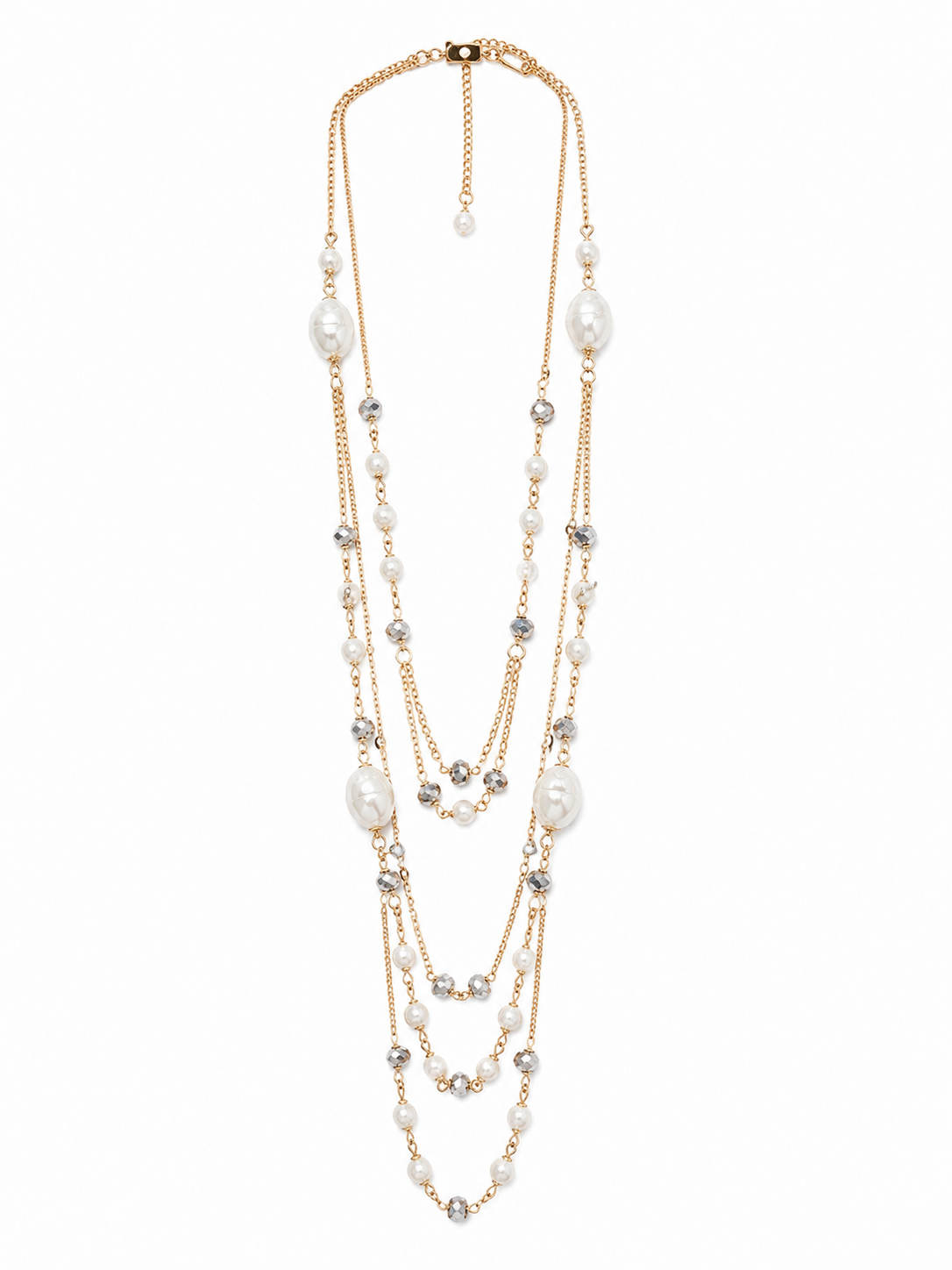 Golden Pearl Cascade Necklace