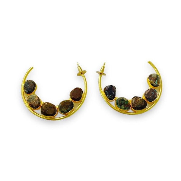 Aretes Aro con Piedras Naturales