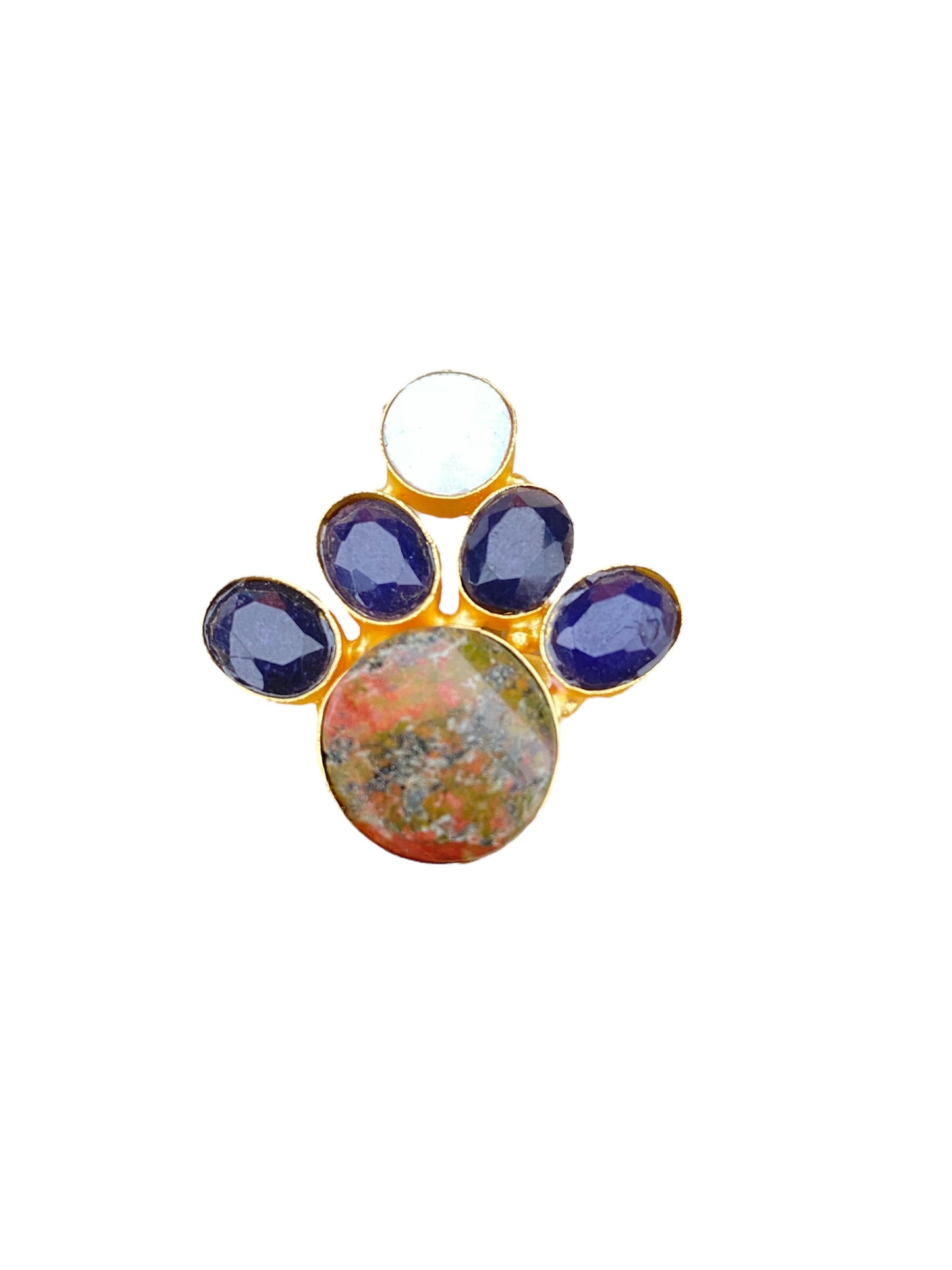 Anillo Garra con Piedras Naturales