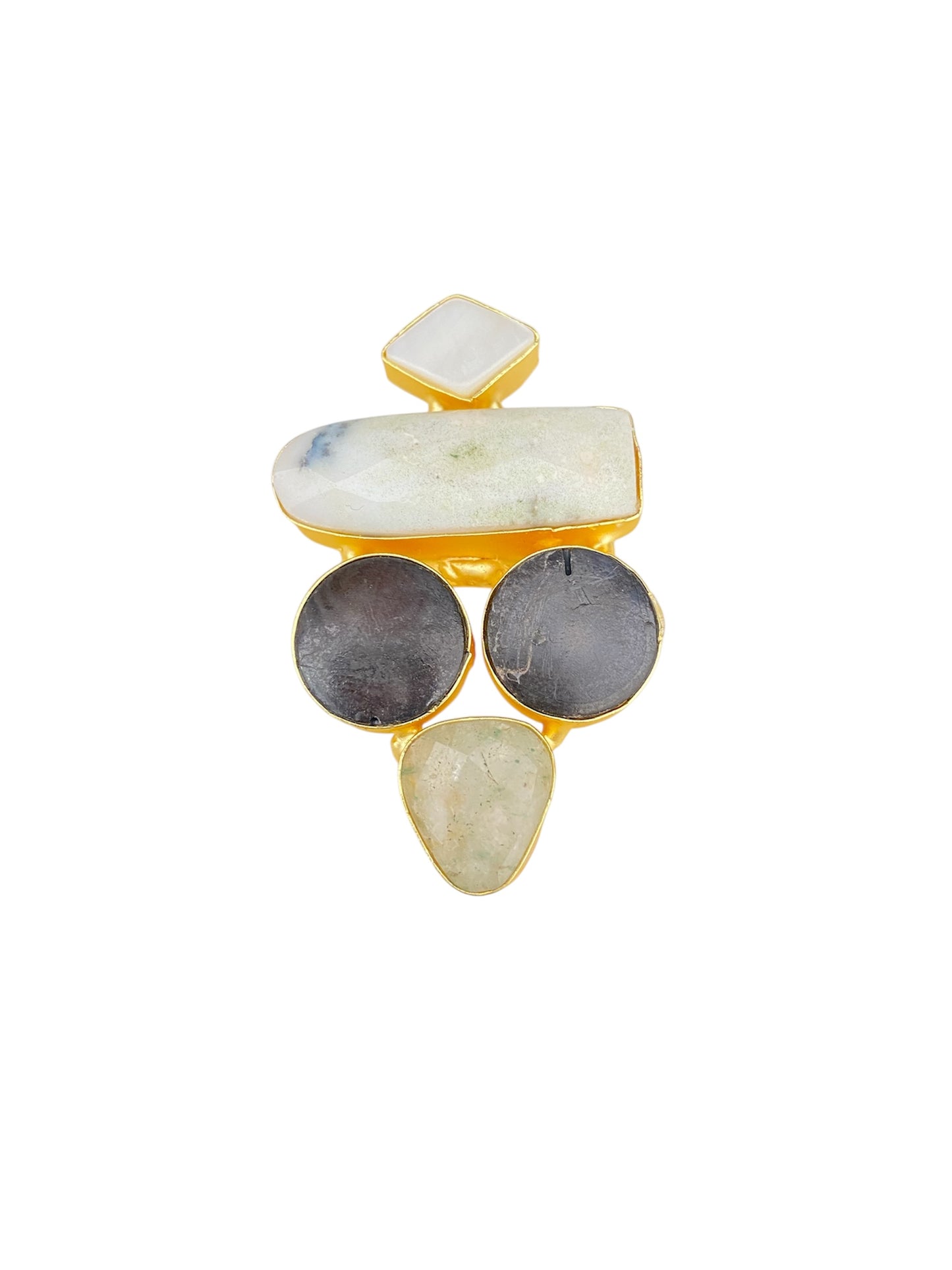 Anillo Abstracto con Piedras Naturales