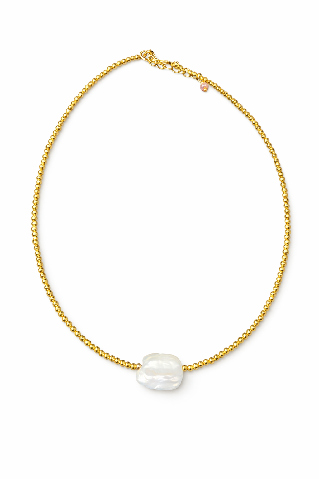 Collar Perla Central Dorada