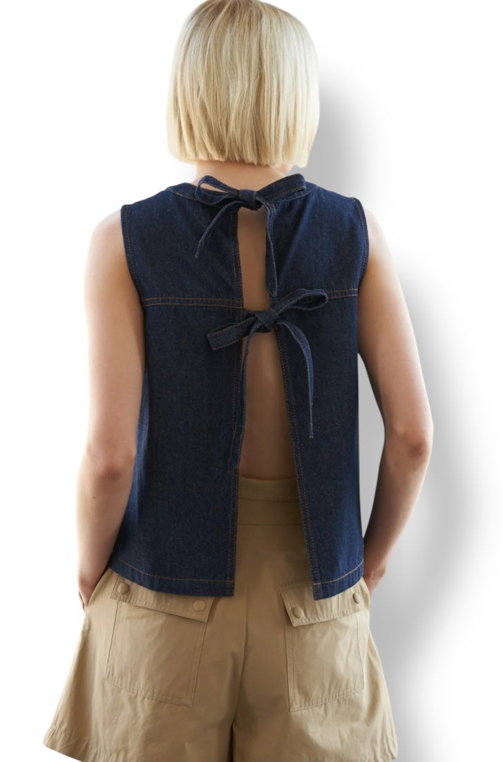 Blusa de Mezclilla con Lazos