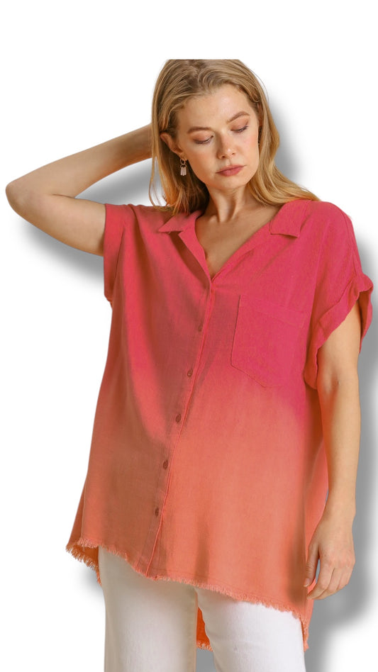 Blusa bicolor rojo/naranja