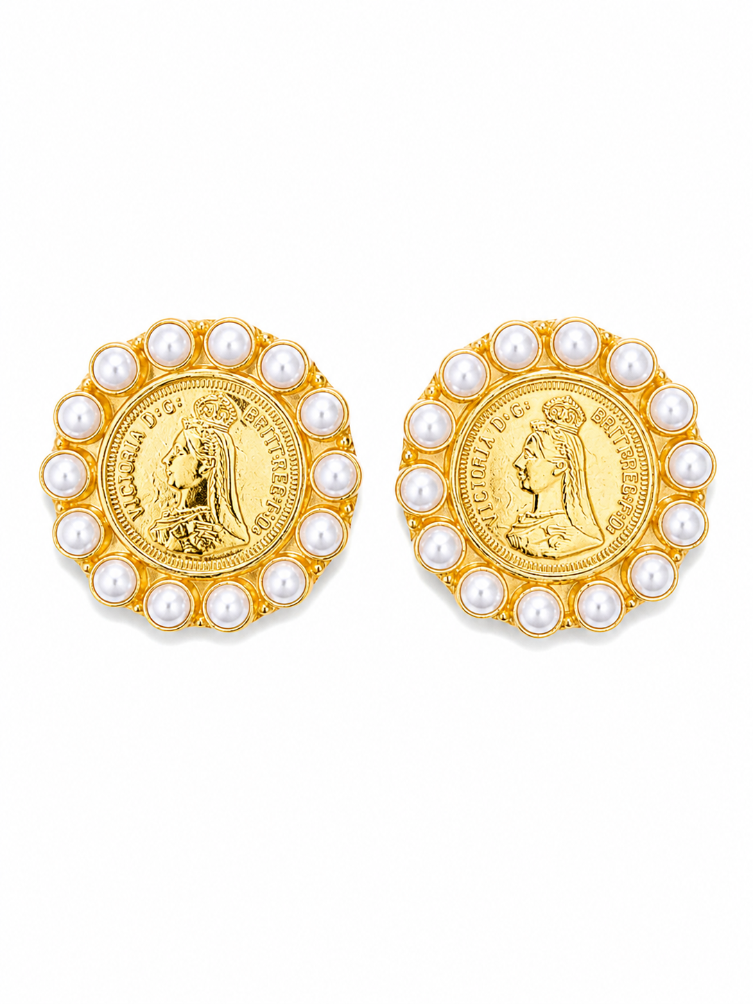 Aretes Coin Pearl Frame