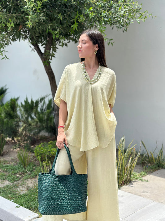 Set beige wide leg