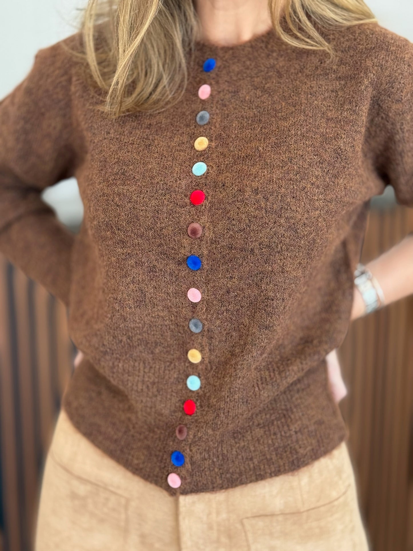 Knit Cardigan Botones Multicolor