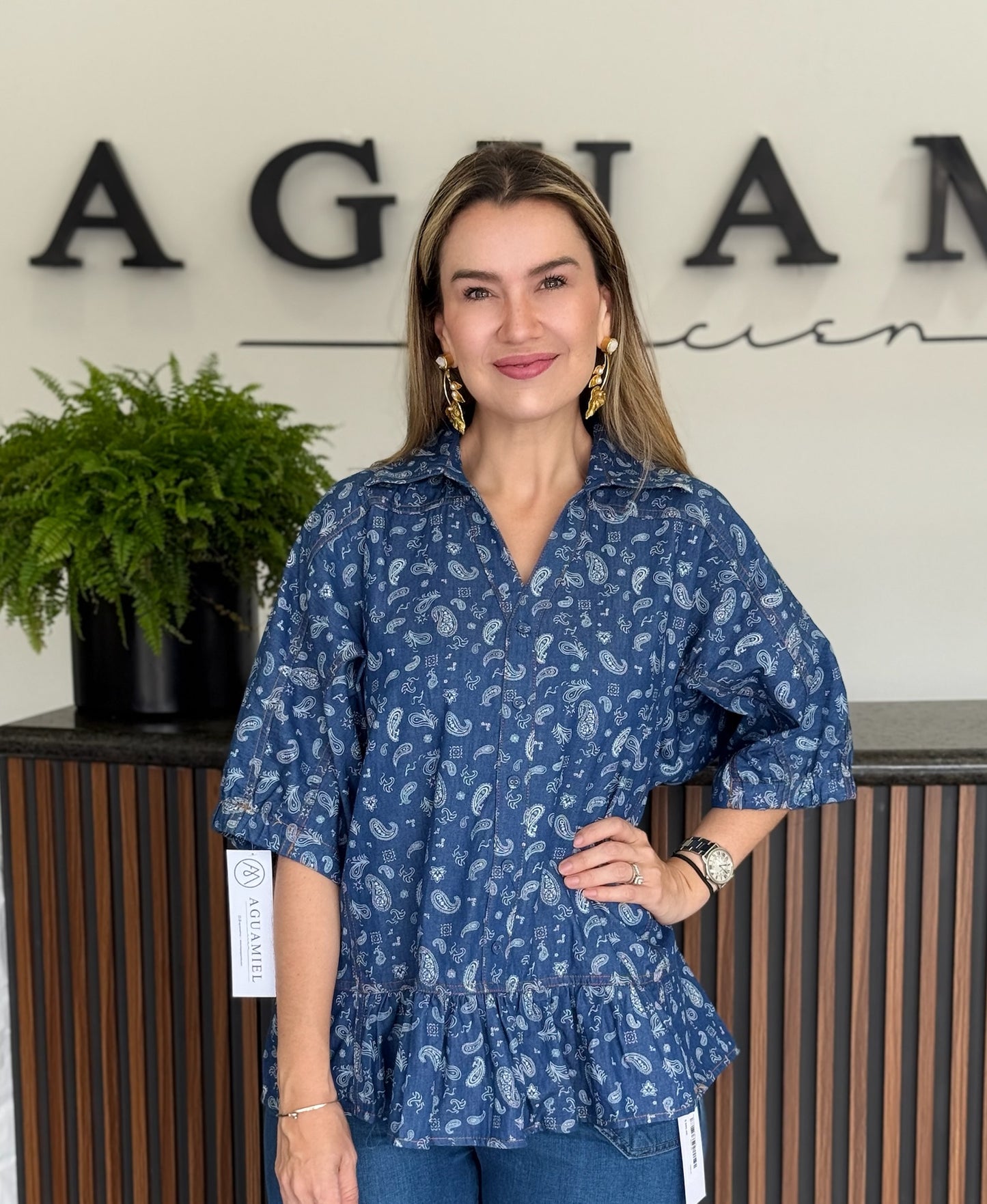 Blusa Denim Bloom