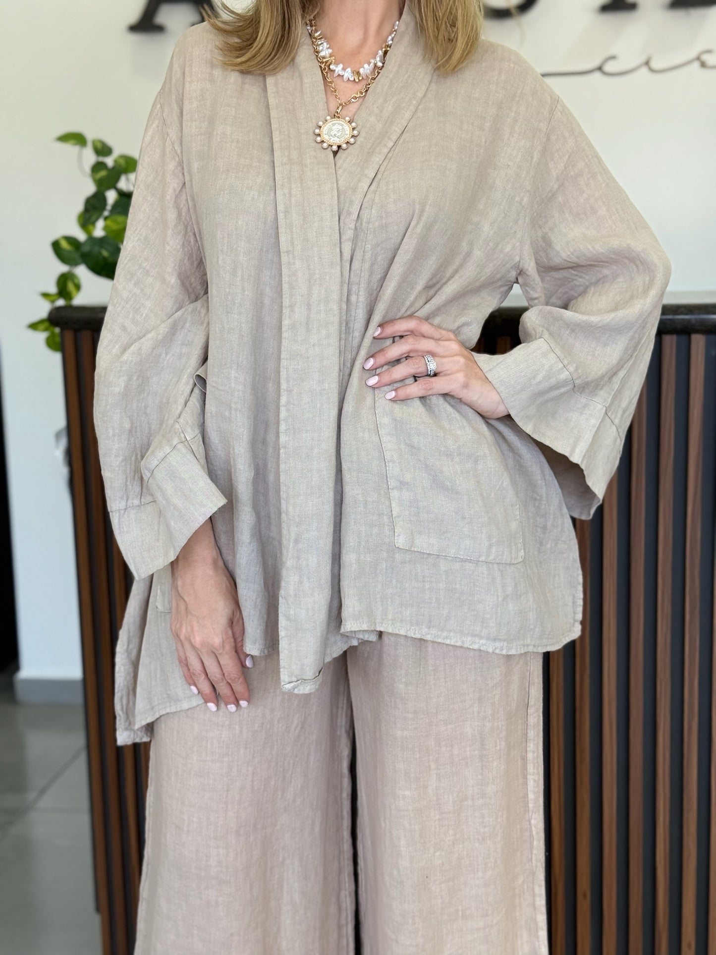 Conjunto pantalones y kimono
