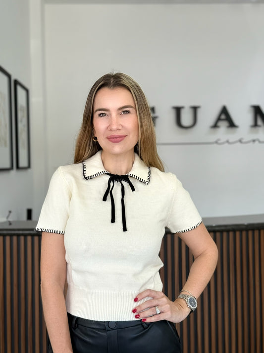 Sueter off white / black