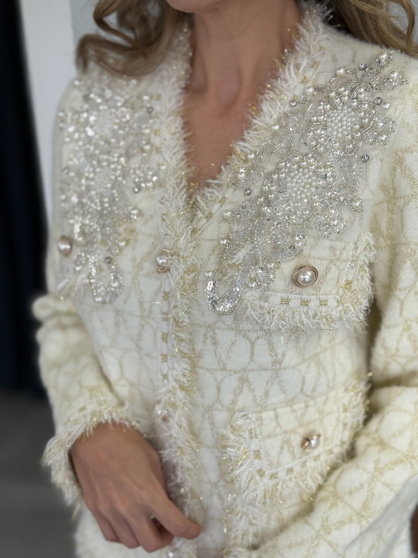 Saco detalle piedras beige