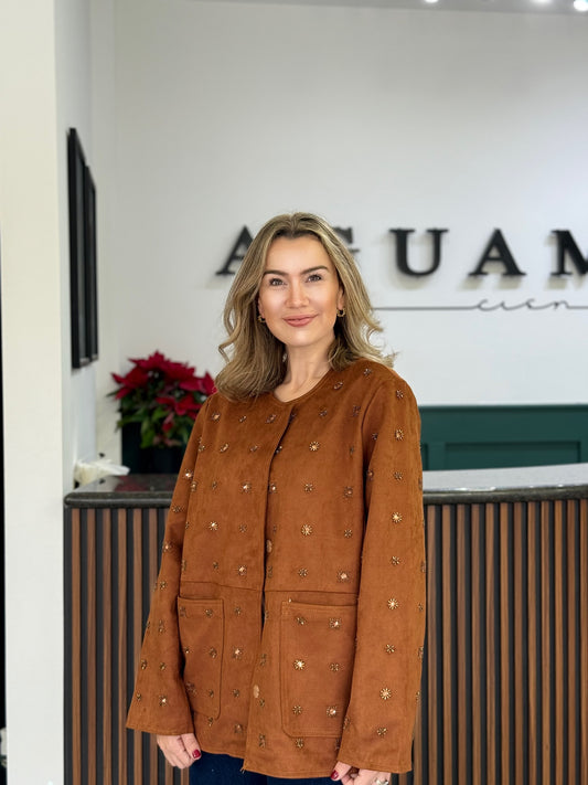 Jacket gamuza con piedras