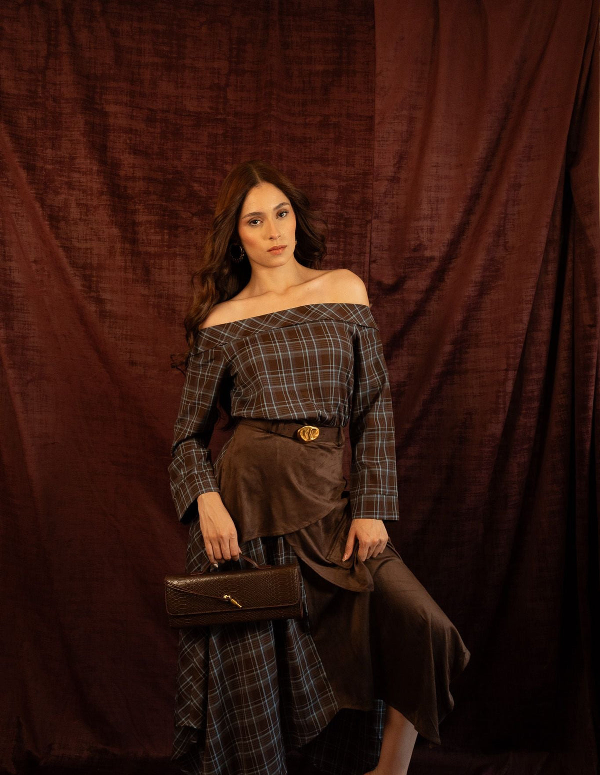Vestido cuadros asimetrico