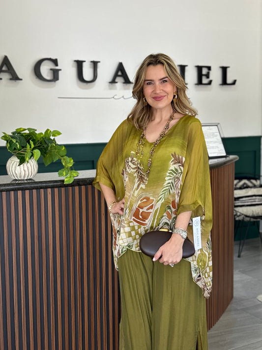 Set verde detalles flores