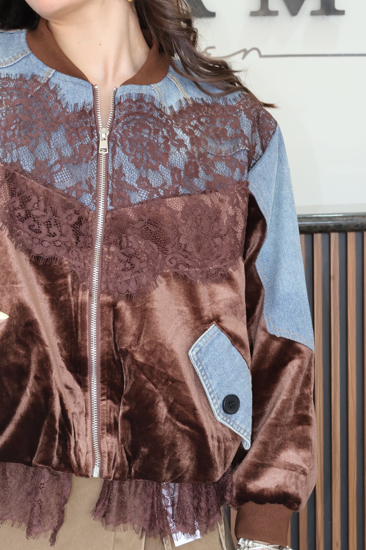 Jacket encaje brown