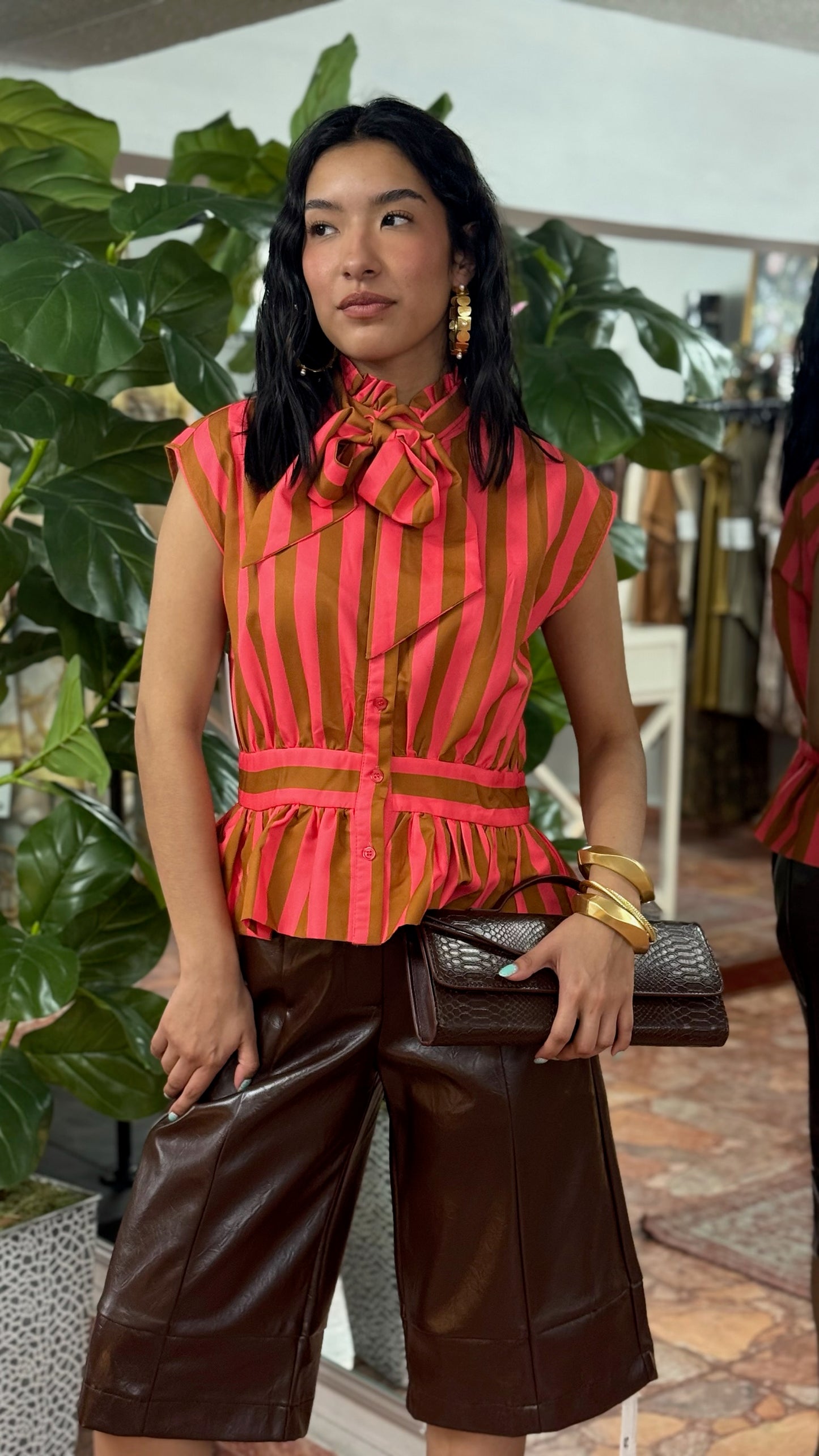 Pink Mocha Stripes Blouse