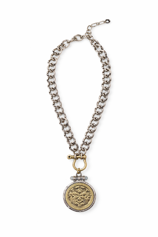 Collar Medallón Vintage Bicolor