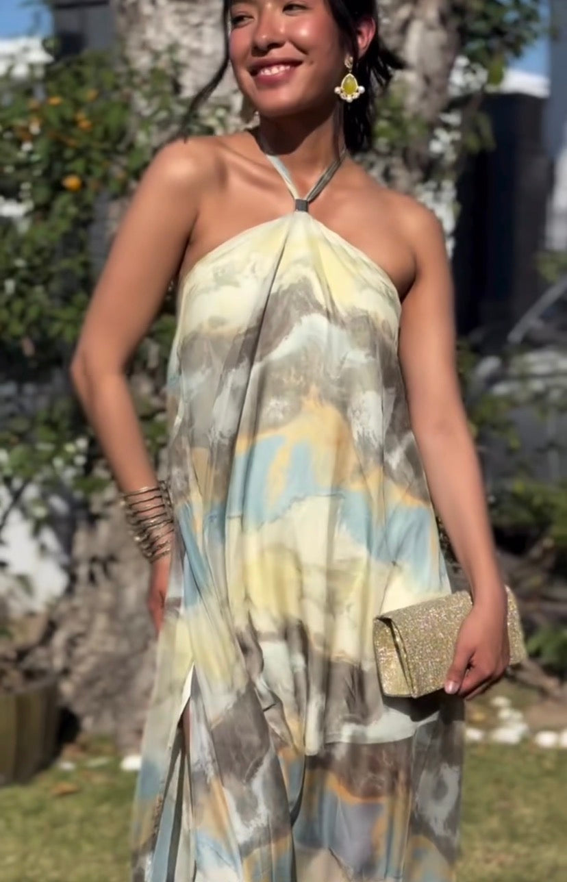 Vestido Maxi Estampado Acuarela
