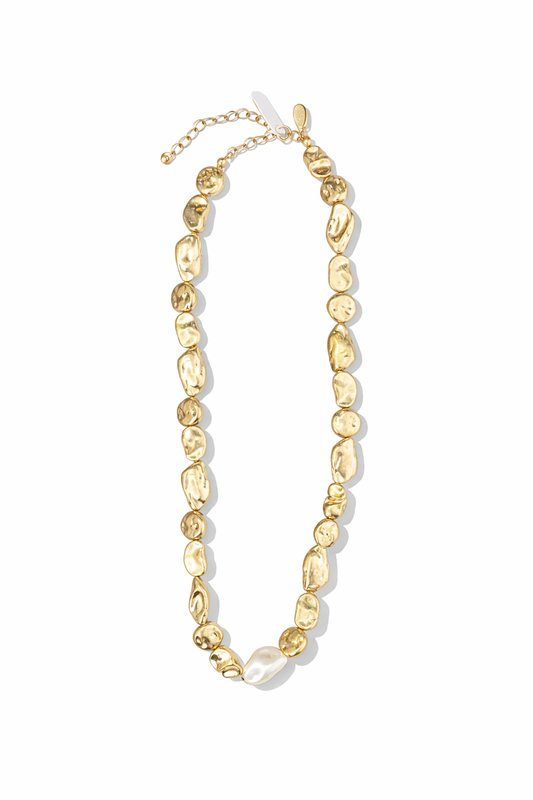 Collar Piedras Orgánicas Dorado Perla