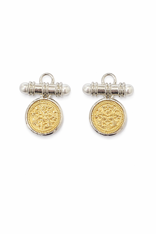 Aretes Medallón Vintage Bicolor