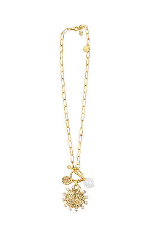 Collar Medallón Charms Dorados