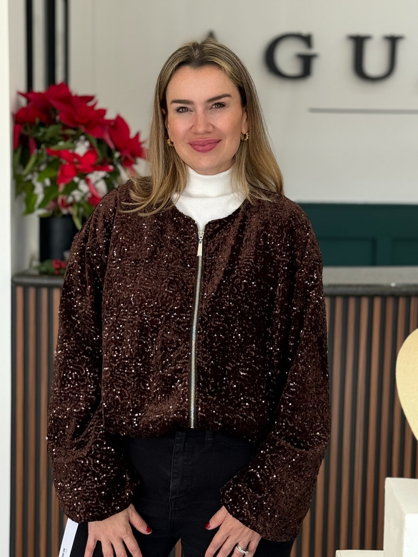 Chamarra Sparkle Bomber